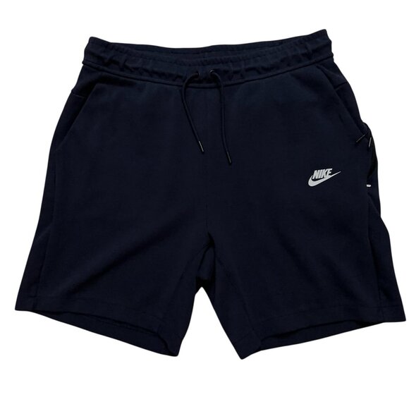 Nike Sweat Shorts Mens Size L NSW Tech Fleece Drawstring Zip Pocket Navy Blue - Picture 1 of 5